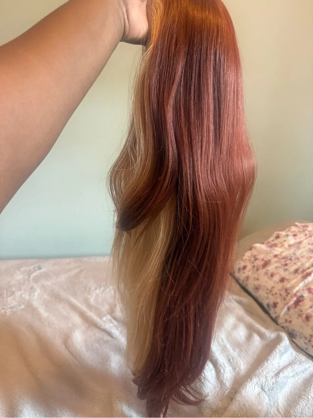 Long Rose Copper Synthetic Hair Extensions – Straight/Wavy.